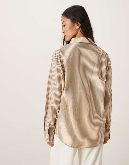 House of Sunny striped oversized shirt in oat , 4 of 4
