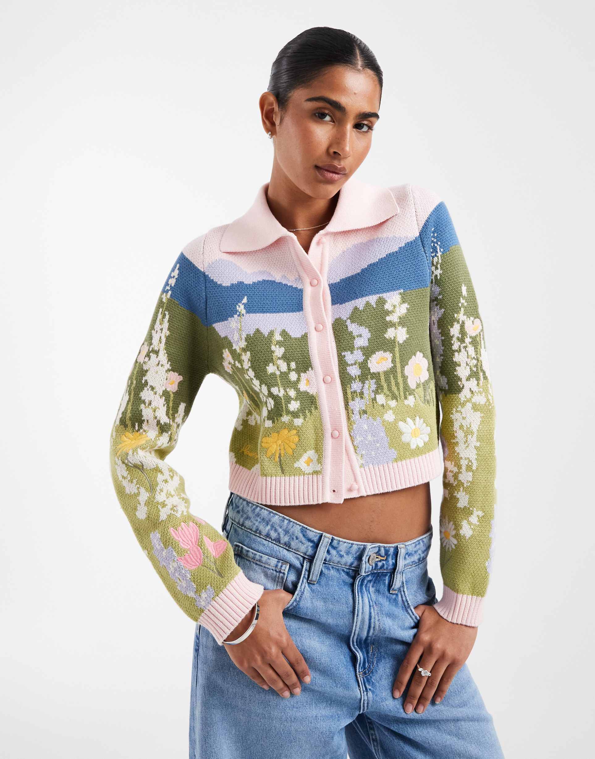 house of sunny sunset blooms tripper cardigan in floral print