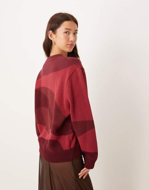House of Sunny swirl detail sweater in ruby red, 4 of 4