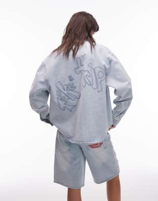 House Of Sunny Take A Trip Embroidered Denim Shirt