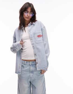 House Of Sunny Take A Trip Embroidered Denim Shirt