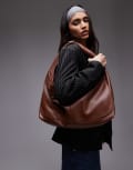 [House of Sunny] House of Sunny The Big Sling faux leather bag in brown-Black One Size BROWN