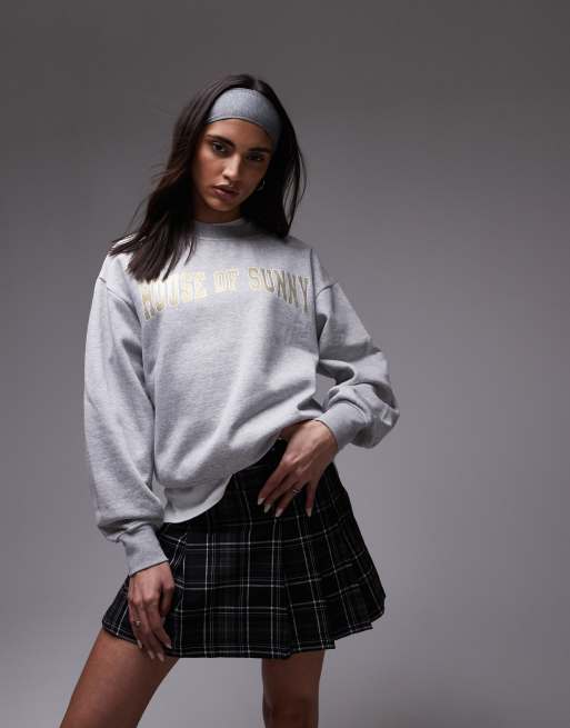 House of Sunny the family crew neck oversized sweater in thunder gray