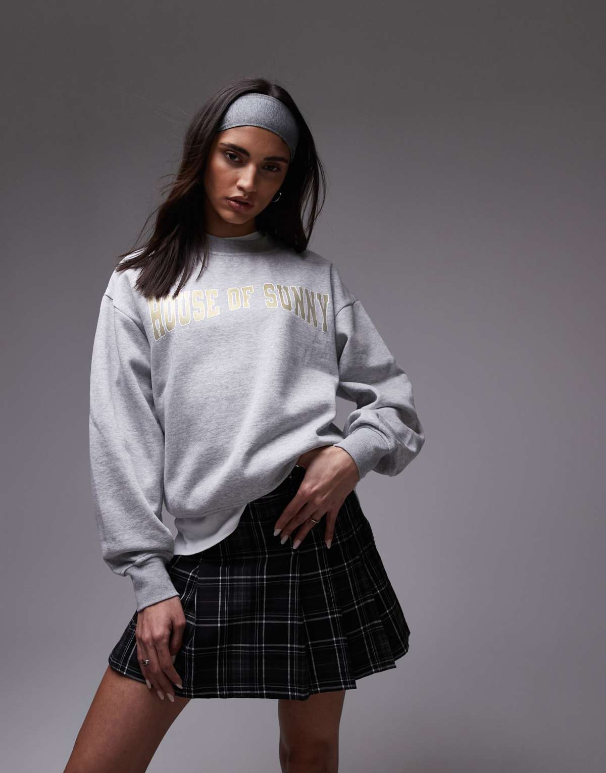 House of Sunny the family crew neck oversized sweater in thunder grey