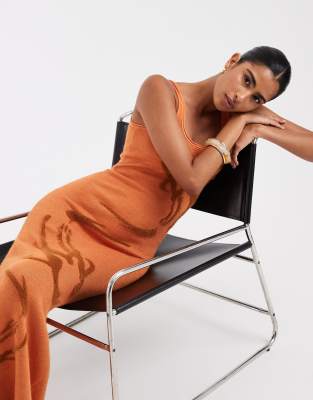 House Of Sunny The Goldfish Hockney Midaxi Dress In Orange