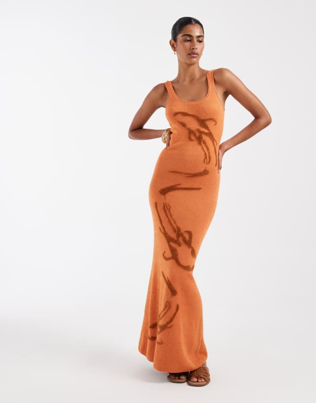 gold fish dress House of Sunny The Goldfish Hockney midaxi in marigold night-out-looks