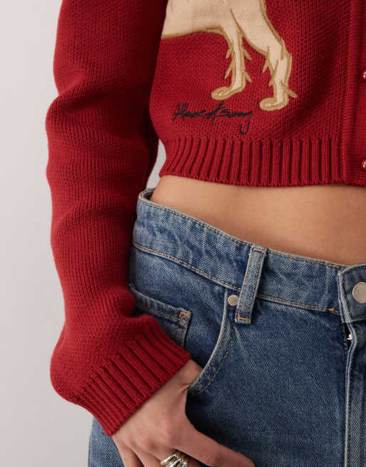 House of Sunny the lady tripper dog cardigan in ruby red, 3 of 4