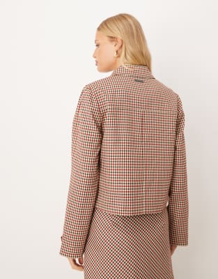 House Of Sunny Womens Multi Wine The Marie Check-print Stretch-woven Jacket In Multi