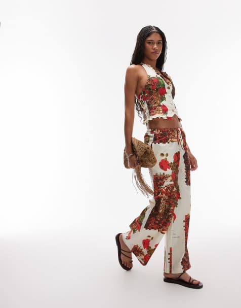 House of Sunny The Rose Garden wide leg pants in multi print (part of a set) - view 1