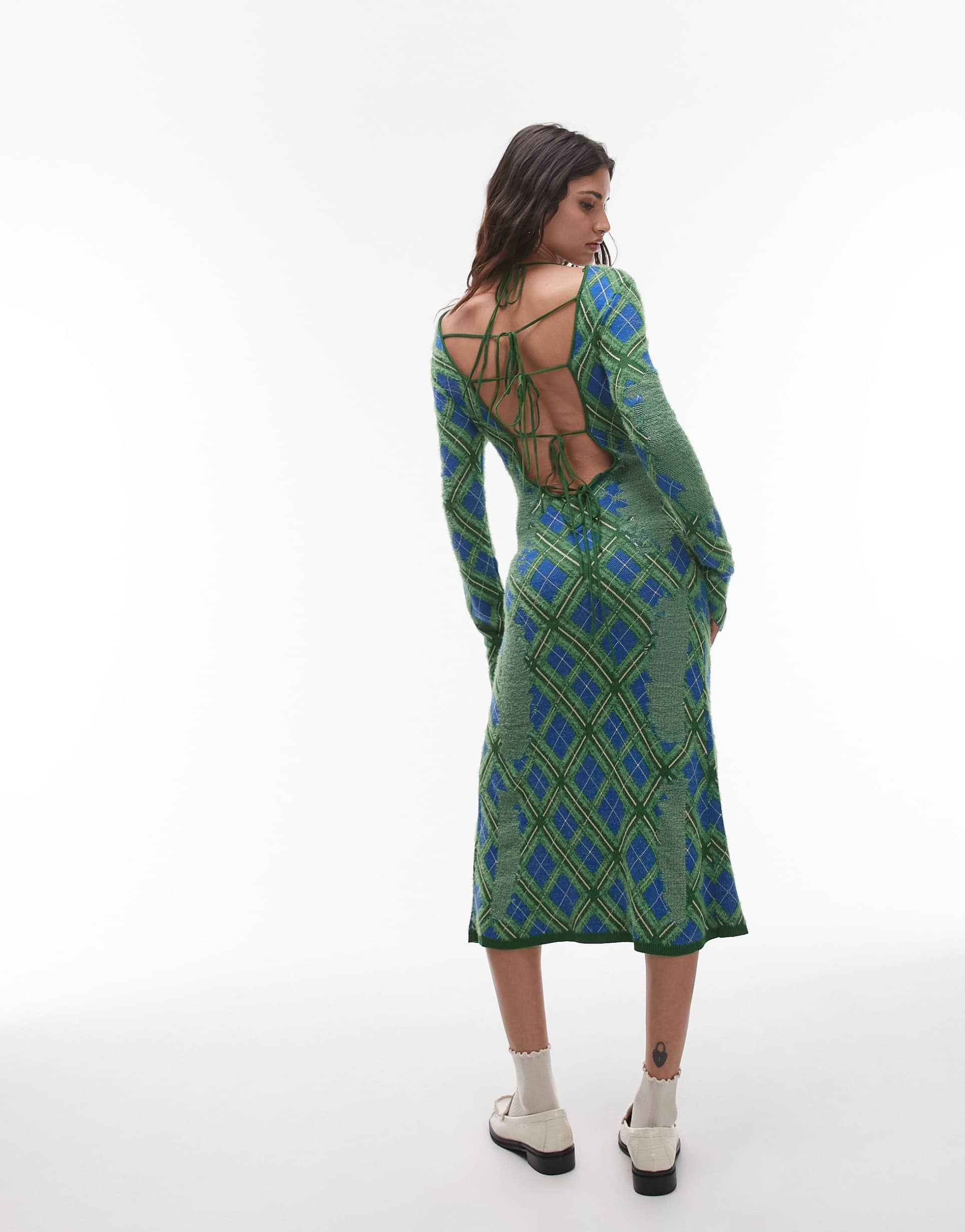 house of sunny the victoria knitted long sleeve dress in multi