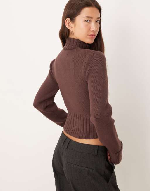 House of Sunny zip up sweater in rosewood brown | ASOS