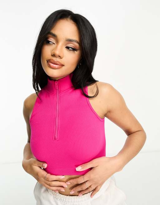 Hoxton Haus Crop top da palestra rosa acceso senza cuciture con