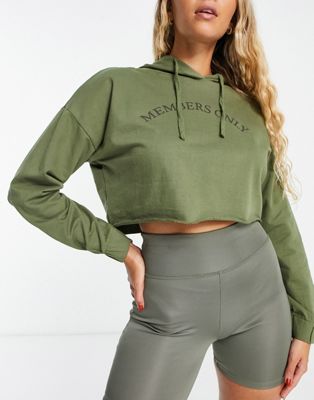 Hoxton Haus cropped hoodie co-ord in khaki