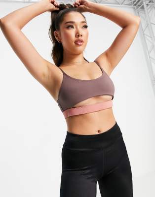 Hoxton Haus cut out sports bra in chocolate brown