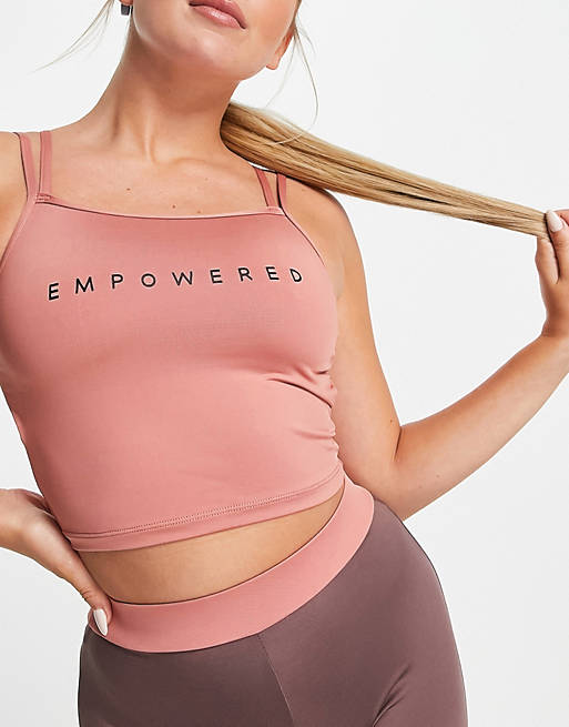 Hoxton Haus double strap gym crop top in pink