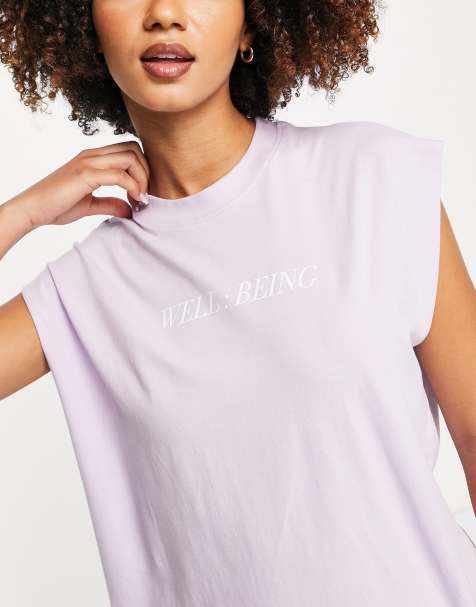 Hoxton Haus logo gym vest top in lilac - view 1