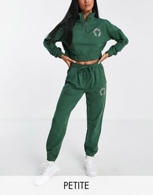 Hoxton Haus Petite joggers co-ord in forest green