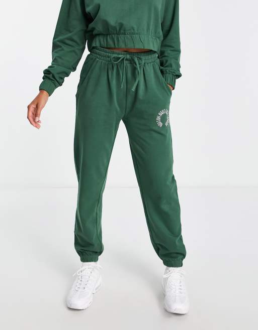 Hoxton Haus Petite joggers co-ord in forest green