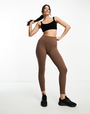 Hoxton Haus seamless gym leggings co-ord in brown