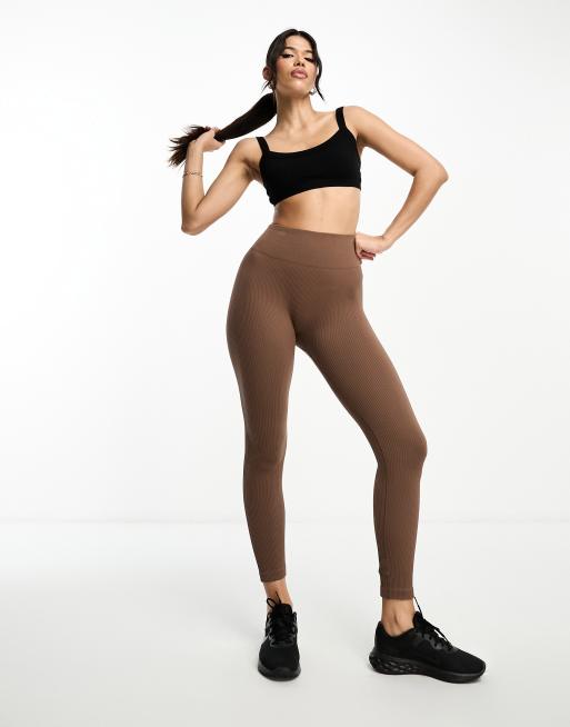 ASOS 4505 slim kick flare leggings in soft touch fabric in brown