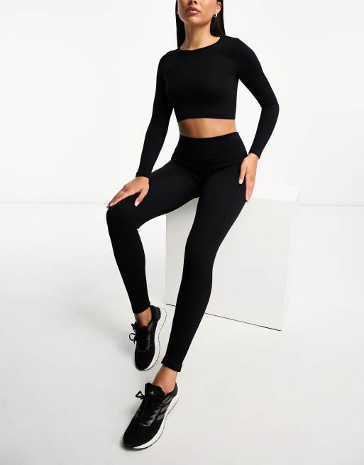 Hoxton Haus Petite Color Block Gym Leggings-black