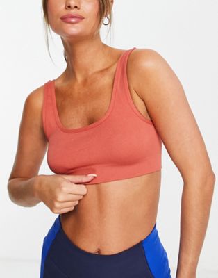Hoxton Haus seamless sports crop top in rust