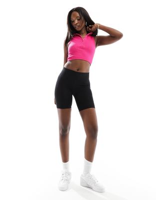 Hoxton Haus seamless zip front gym crop top in hot pink