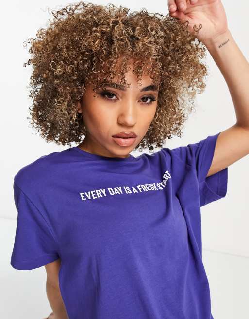 Hoxton Haus slogan oversized gym t-shirt in blue