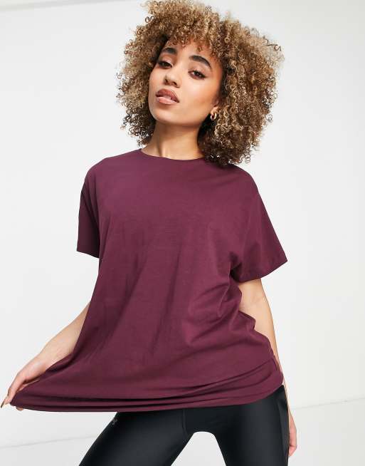 Hoxton Haus - T-shirt de sport oversize à slogan - Violet foncé, 2 de 4