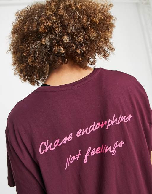 Hoxton Haus - T-shirt de sport oversize à slogan - Violet foncé, 3 de 4