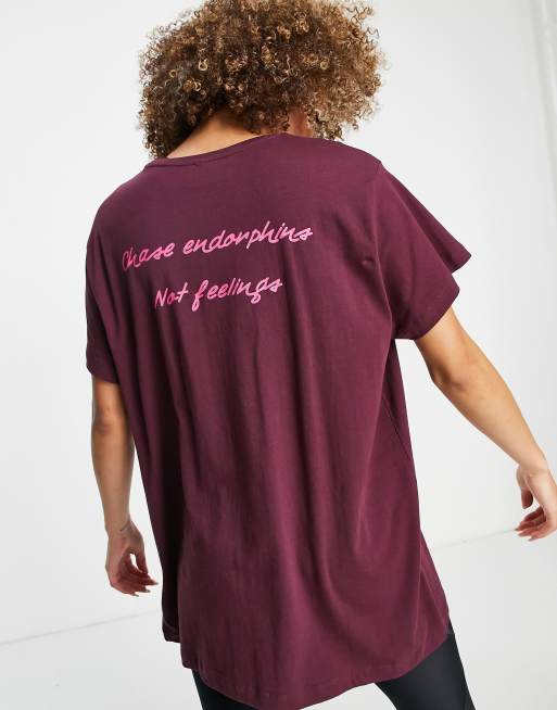 Hoxton Haus - T-shirt de sport oversize à slogan - Violet foncé, 4 de 4
