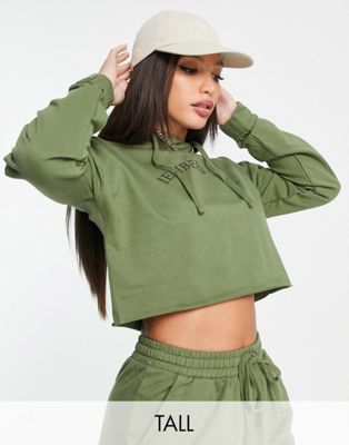 Hoxton Haus Tall cropped hoodie co-ord in khaki
