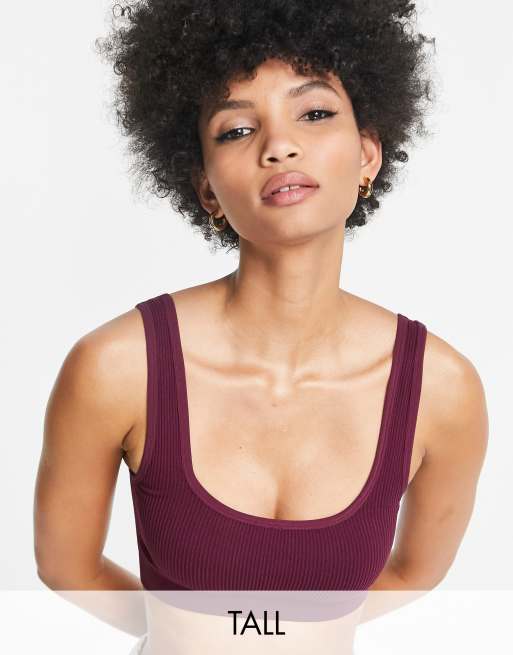 Hoxton Haus Tall - Sømløs trænings-croptop i mørkelilla