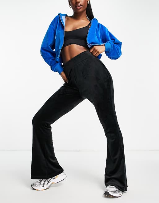 Hoxton Haus wide leg velour pants in black (part of a set)