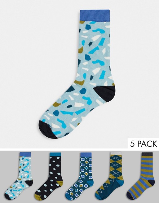 HS by Happy Socks 5 pack blue multi socks