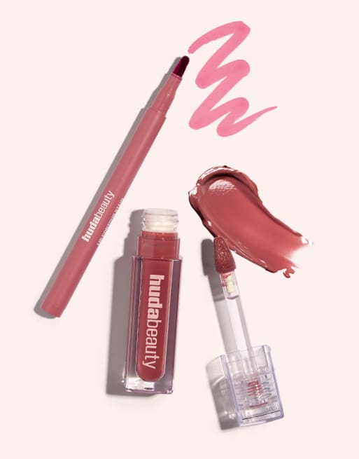 Huda Beauty Makeout Sesh Lip Kit - Rosy Nude 27% Saving