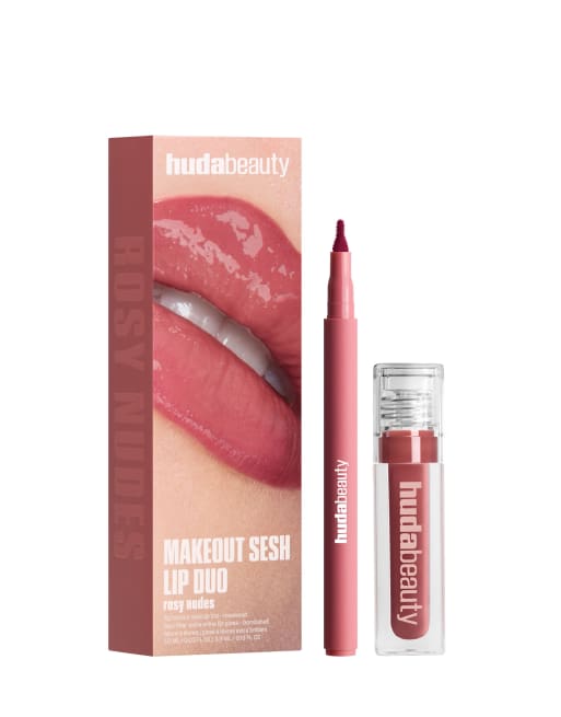 Huda – Beauty Makeout Sesh – Set för läpparna – Rosy Nude 