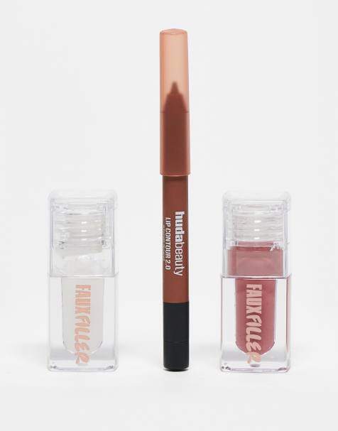 Huda Beauty - Trio pour les lèvres gloss Faux Filler teinte Bombshell + gloss Faux Filler teinte Glassy + crayon à lèvres teinte Warm Brown - view 1
