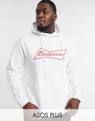 фото Худи белого цвета с принтом "budweiser" asos design plus-белый