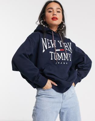 фото Худи бойфренда с логотипом new york tommy jeans-темно-синий