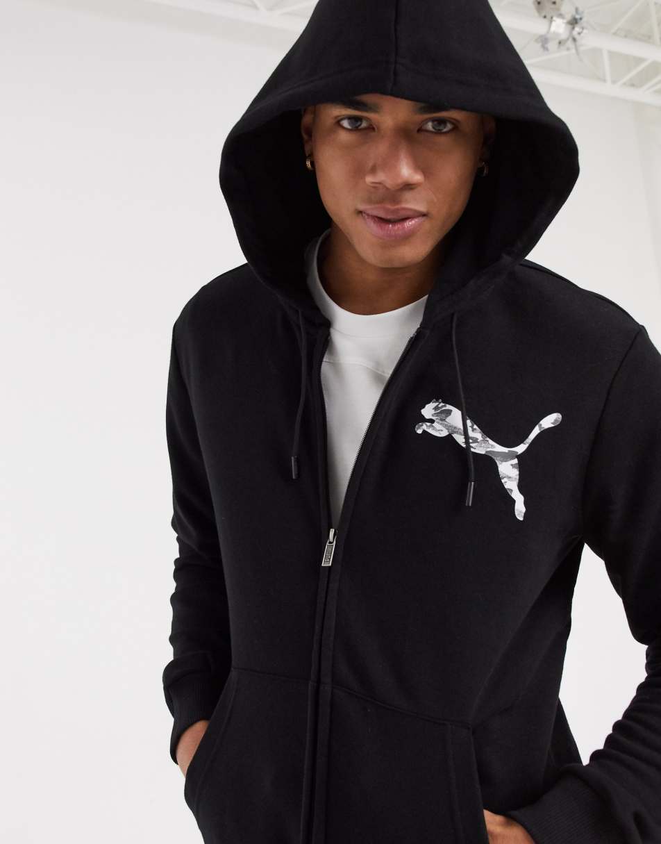 Черный капюшон на молнии. Puma Full zip Hoodie Black. Пума ЗИП худи черное. Худи Пума мужская черная. Худи Пума мужские.