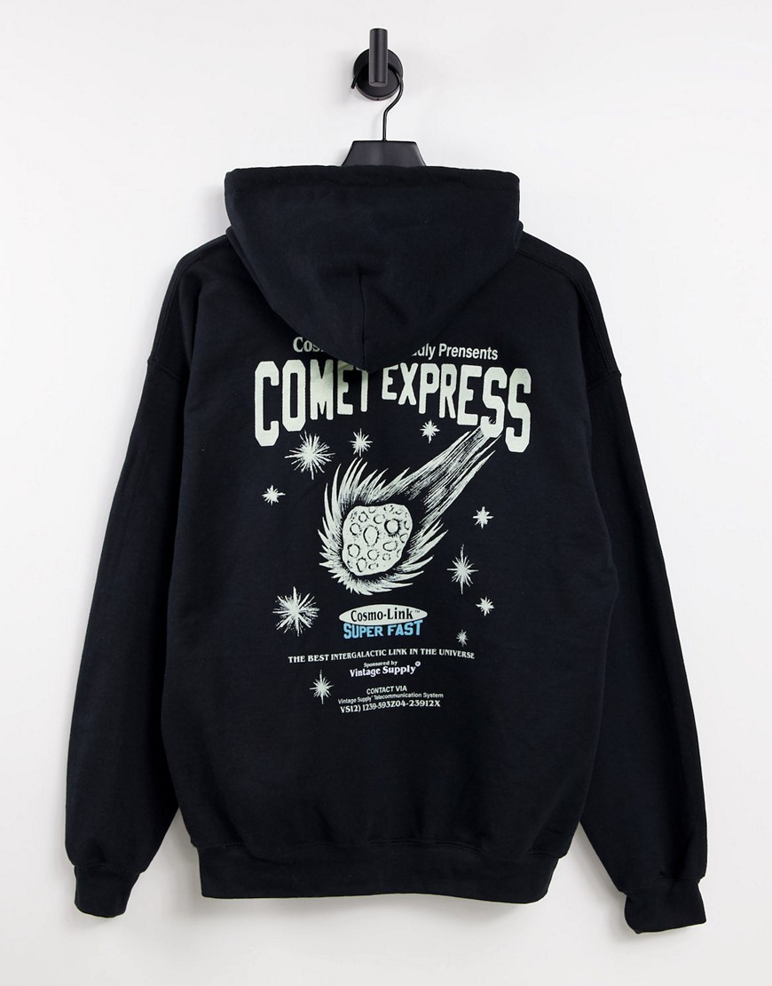 фото Худи черного цвета с принтом надписи "comet express" vintage supply-черный цвет