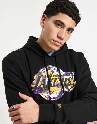 Худи черного цвета с принтом с камуфляжной заливкой New Era LA Lakers-Черный