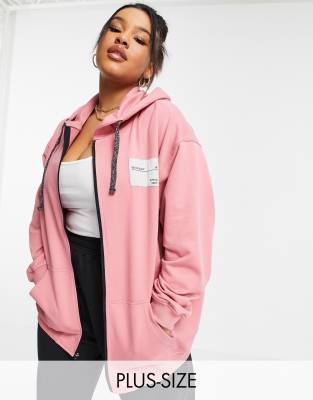 фото Худи розового цвета в стиле oversized на молнии public desire curve-розовый цвет