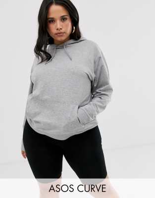 фото Худи серого меланжевого цвета asos design curve ultimate-серый asos curve