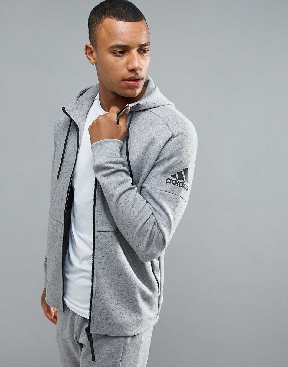 Adidas zip Hoodie серый