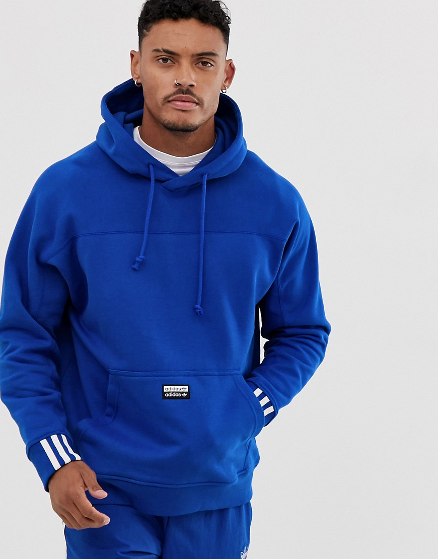 фото Худи синего цвета с логотипом в центре adidas originals - ryv-синий