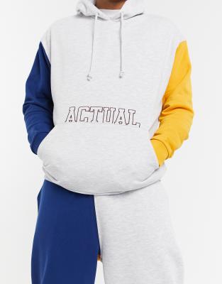 фото Oversized-худи в стиле колор блок цвета серый меланж asos actual (от комплекта)