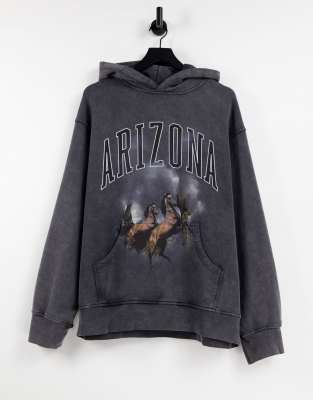 фото Худи в стиле oversized с принтом "arizona" jaded london-черный цвет