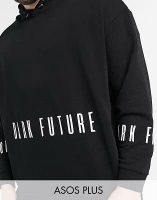 фото Худи в стиле oversized с принтом логотипа от комплекта asos dark future plus-черный